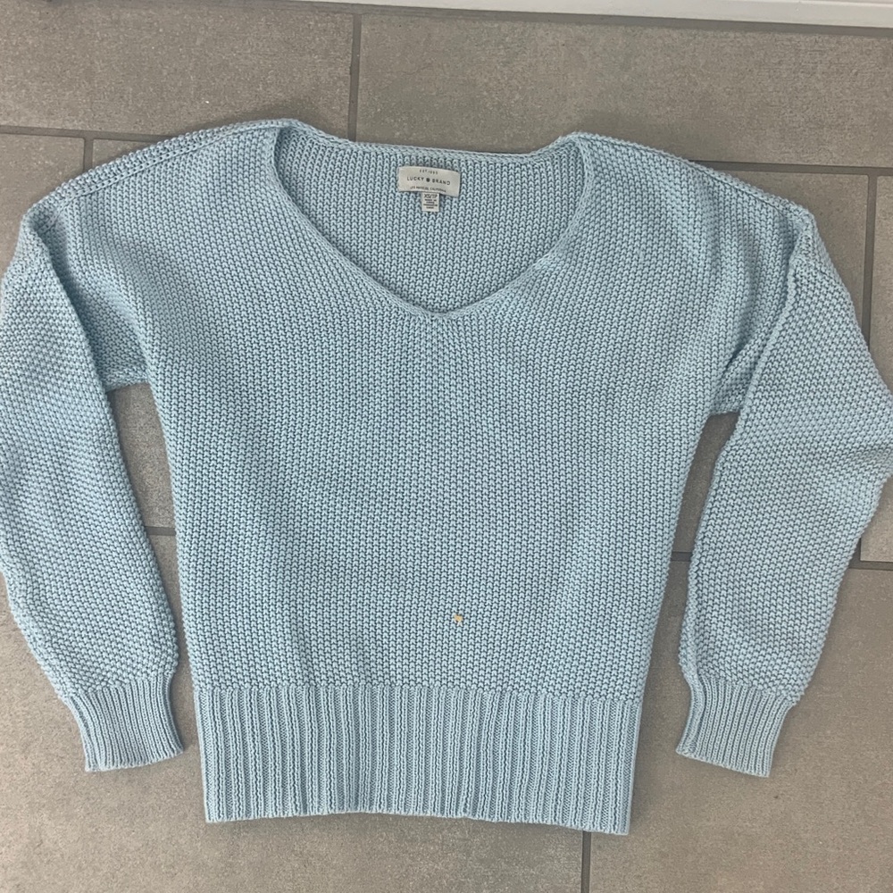 Lucky Brand Light Blue V-Neck Sweater